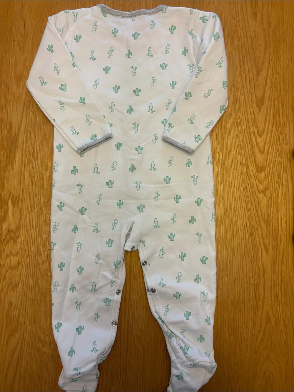 Absorba Gray Hoodie Jacket & White Cactus Print Footed Onesie - aged 18months